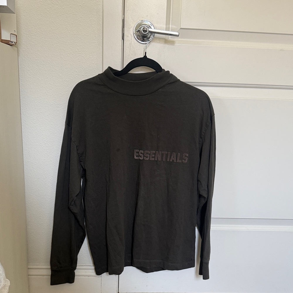 Essentials Fear Of God Olive Grey Long Sleeve Shirt Women Size Small